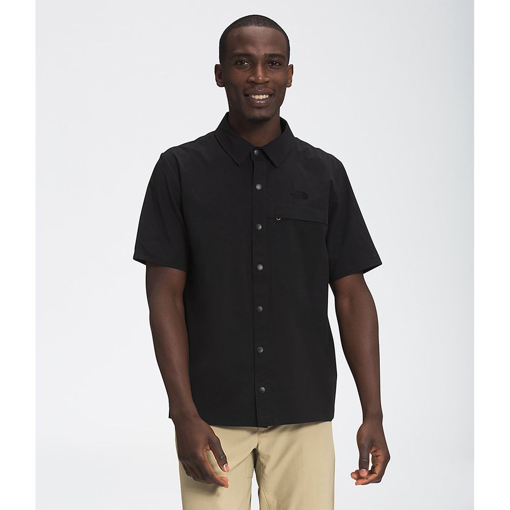 The North Face Shirts Mens Australia - The North Face First Trail Short Sleeve Black (NFK-431926)